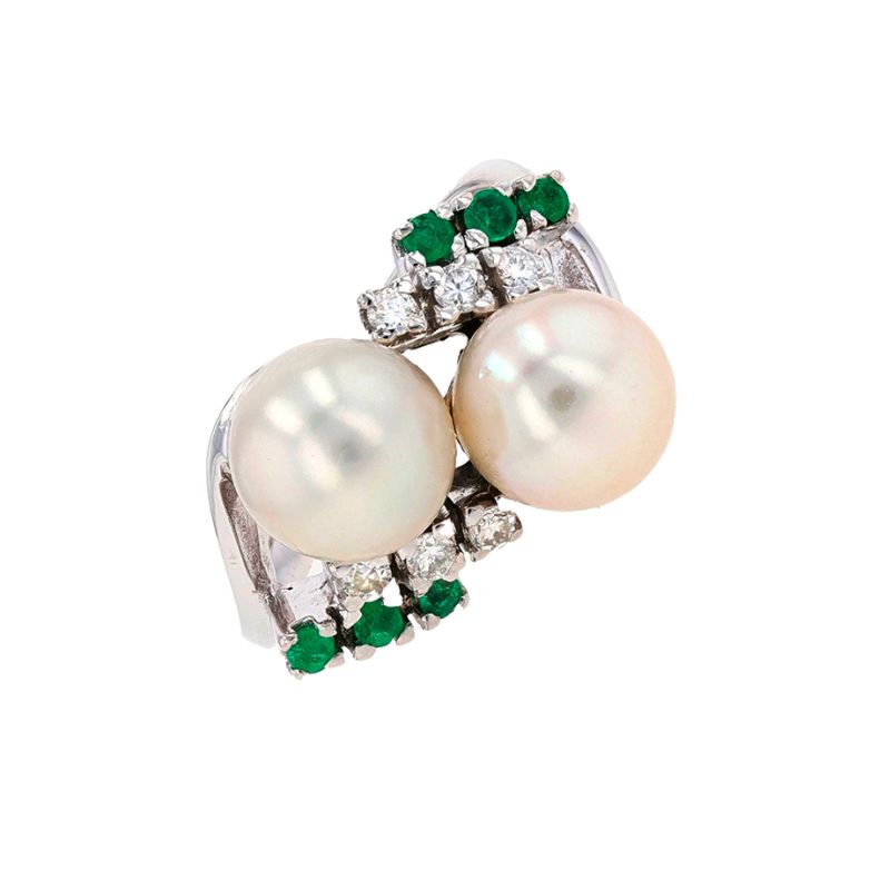 Acheter Bague perles, diamants 0.15 carat et émeraudes 0.18 carat or blanc 8.41g Comme neuf - 1490,00 € Bague perles, diamants 0.15 carat et émeraudes 0.18 carat or blanc 8.41g Comme neuf - reconditionné disponible sur Gemme Les Bijoux